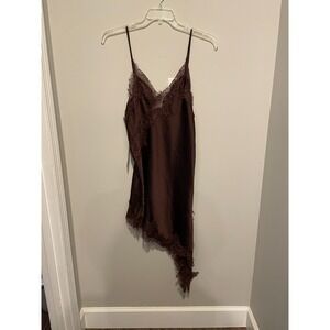 Indefeir Women's Brown Short Thin Straps Nightgown/Negligee - Size L NWT